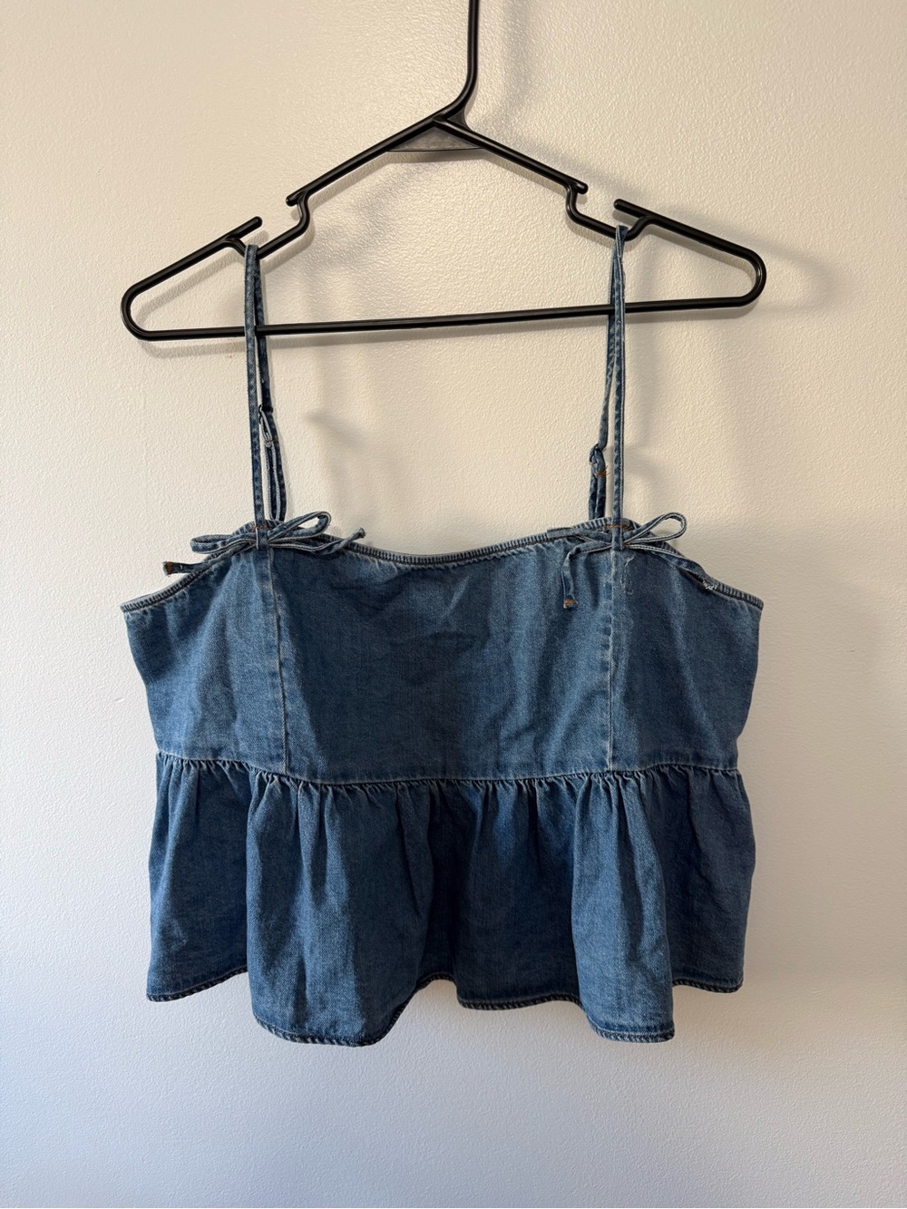American Eagle Outfitters Denim Peplum Cami - Blue